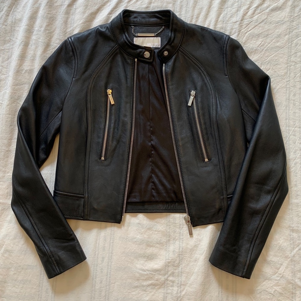 Michael Kors black Lambskin Leather Jacket